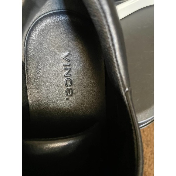 Vince Womens Leather Cantara Slip-On Sneaker Elastic Gore Round Toe Size 7 Black - Picture 10 of 12